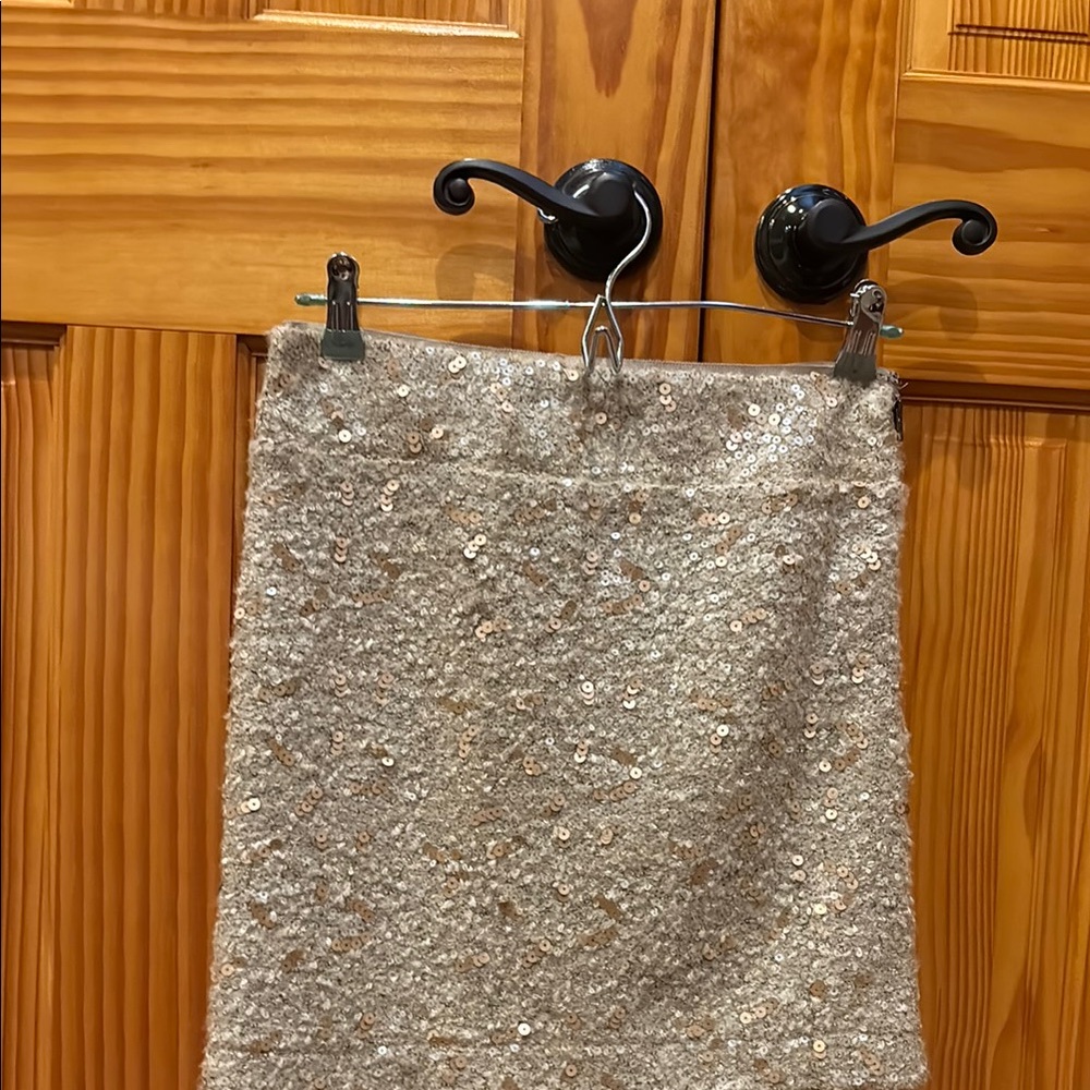 Banana Republic Elegant Sequin Skirt in Cream Size 00.